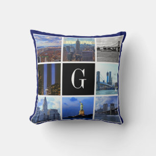 New York City Skyline 8 Image Photo Collage Throw Pillow