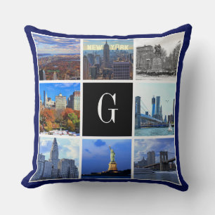 New York City Skyline 8 Image Photo Collage Throw Pillow
