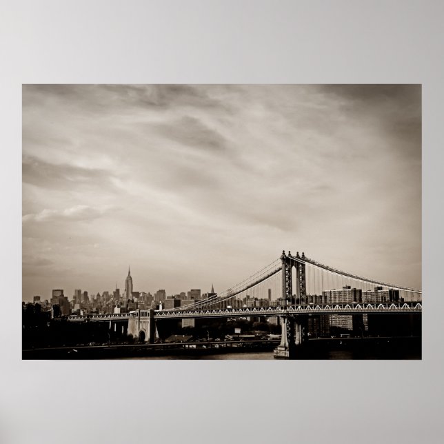 New York City Skyline and Manhattan Bridge Poster (Front)