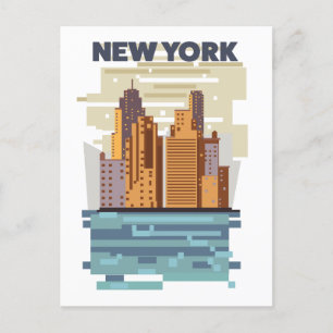 New York City Skyline  Announcement Postcard