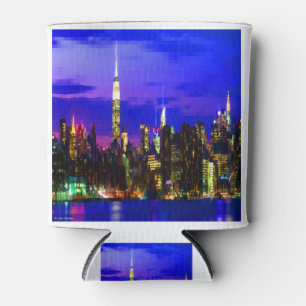 New York City Skyline at Night Can Cooler