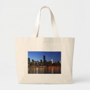 New York City Skyline at Night Large Tote Bag