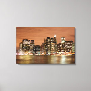 New York City skyline at Night Lights Canvas Print