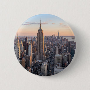 New York City Skyline at Sunset  2 Inch Round Button