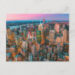 New York City Skyline at Sunset   NYC Twilight  Invitation Postcard