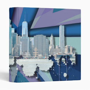 New York City Skyline Blue 3D Binder