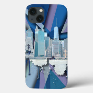 New York City Skyline   Blue 3D iPhone 13 Case