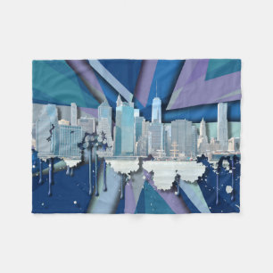 New York City Skyline Blue 3D Fleece Blanket