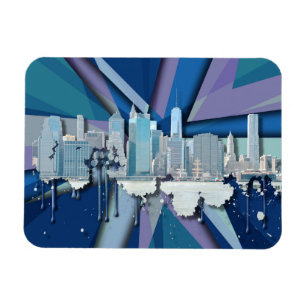 New York City Skyline   Blue 3D Magnet