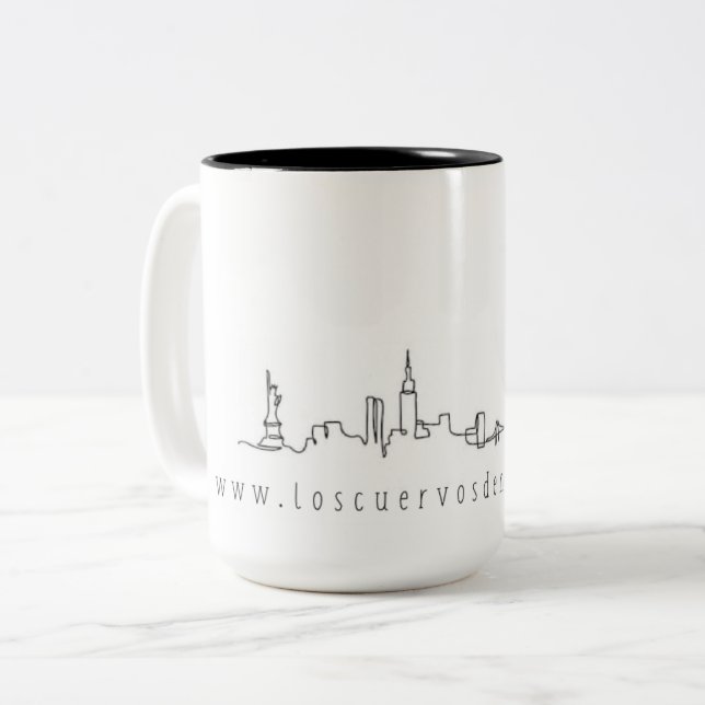 New York city skyline #chick version Two-Tone Coffee Mug (Front Left)