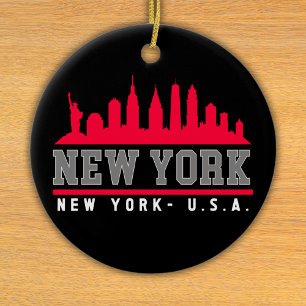 New York City Skyline City Ceramic Ornament