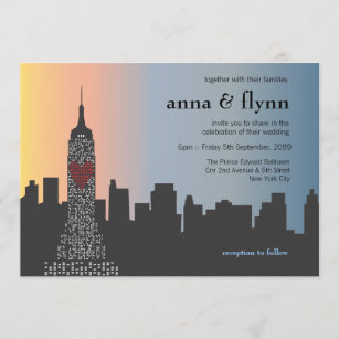 New York City Skyline Cityscape Wedding Invitation