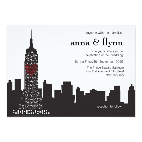 New York City Skyline Cityscape Wedding Invitation