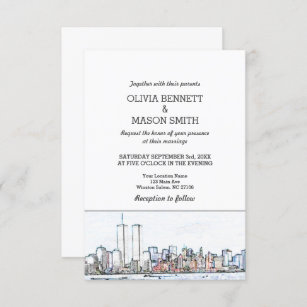New York City Skyline Cityscape Wedding Invitation