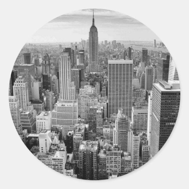 New York City Skyline Classic Round Sticker (Front)