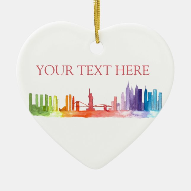 NEW YORK CITY skyline Colourful NYC travel modern Ceramic Ornament (Front)