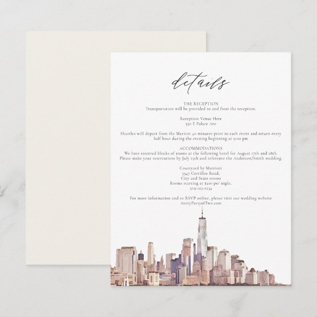 NEW YORK CITY Skyline Détails Insérer une carte (Devant / Derrière)