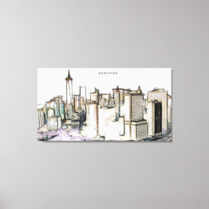 New york City Skyline Drawing Canvas Print