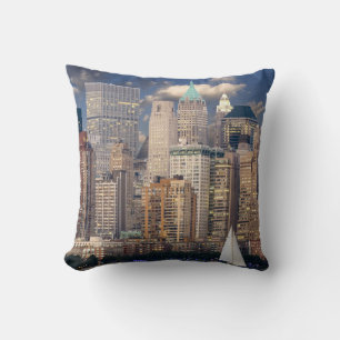 New York City Skyline from Hudson River Throw Pillow