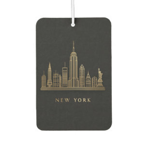 New York City Skyline Gold Line Art Air Freshener