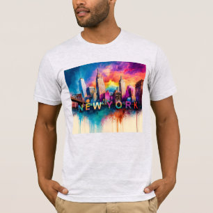 New York City Skyline Graffiti Art  T-Shirt