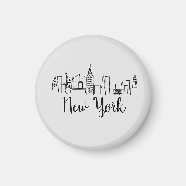New York City Skyline Illustration Magnet (Front)