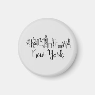 New York City Skyline Illustration Pillow Magnet