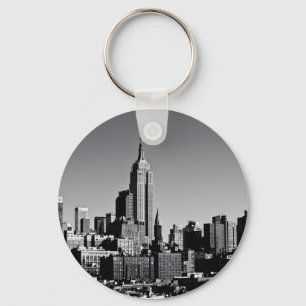 New York City Skyline in Black and White Keychain