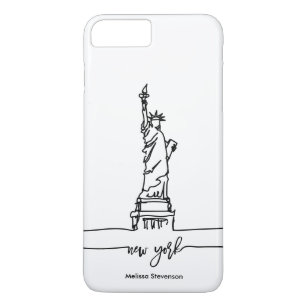 New York City Skyline Lady Liberty Statue Case-Mate iPhone Case