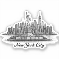 New York City Skyline Line Art Illustration