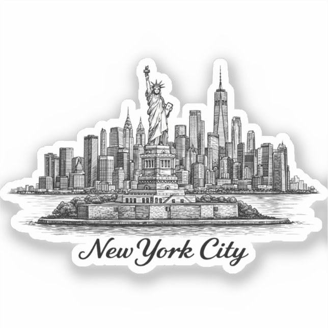 New York City Skyline Line Art Illustration (Front)