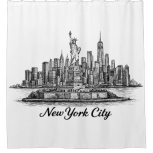 New York City Skyline Line Art Illustration