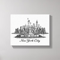 New York City Skyline Line Art Illustration