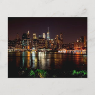 NEW YORK CITY SKYLINE NIGHT POSTCARD