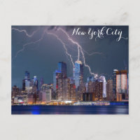 New York City Skyline Night Storm Photo