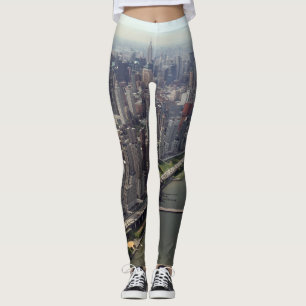 New York City Skyline River Manhattan NYC Urban Leggings