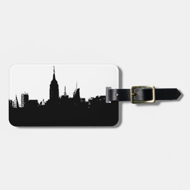 New York City Skyline Silhouette Luggage Tag (Front Horizontal)