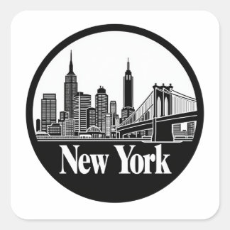 New York City Skyline Square Sticker