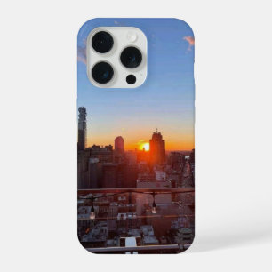 New York City Skyline Sunset Rooftop View Art iPhone 15 Pro Case