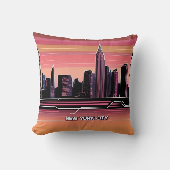 New York City Skyline Throw Pillow (Front)