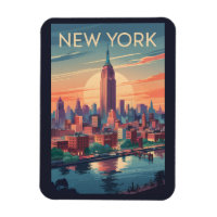 New York City Skyline Travel Art Vintage