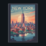 New York City Skyline Travel Art Vintage Postcard<br><div class="desc">New York retro vector travel design. From Times Square and Central Park to the Statue of Liberty and Broadway,  NYC offers an unforgettable mix of culture,  history,  entertainment,  and innovation.</div>