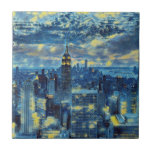 New York City Skyline Van Gogh Starry Night Art Tile<br><div class="desc">Get this stylish ceramic tile featuring the New York City skyline inspired by Van Gogh's art style. Design shows the New York cityscape in Van Gogh's Starry Night and its familiar blue and yellow colour scheme</div>