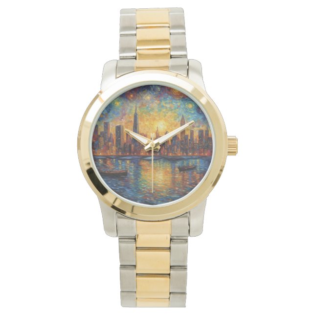 New York City Skyline van Gogh style Watch (Front)