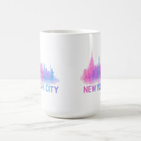 New York City Skyline Watercolor Art – Neon Bridge