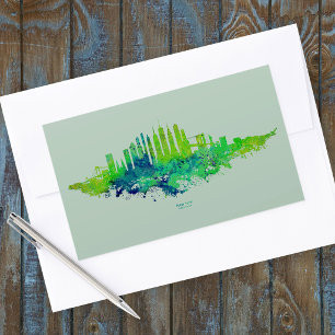 New York City Skyline Watercolor in blue and lime  Sticker