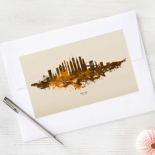New York City Skyline Watercolor in orange Sticker
