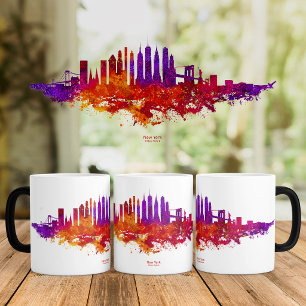 New York City Skyline Watercolor on White Magic Mug