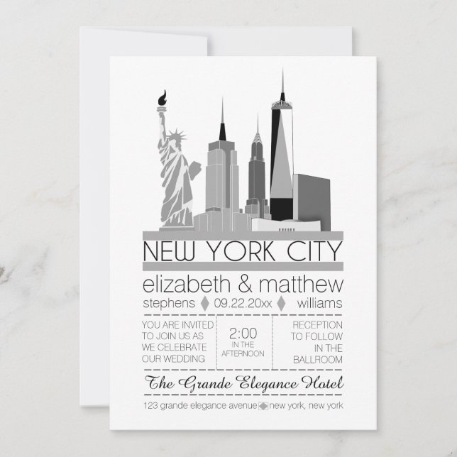 New York City Skyline Wedding Invitation (Front)