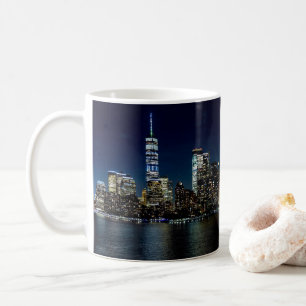 New York City Skyscraper Towers Night Photography Coffee Mug